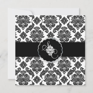 PixDezine Black+White Venezia Damast Einladung