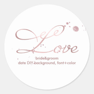 PixDezine Dazzled Faux-Roségold/love Runder Aufkleber