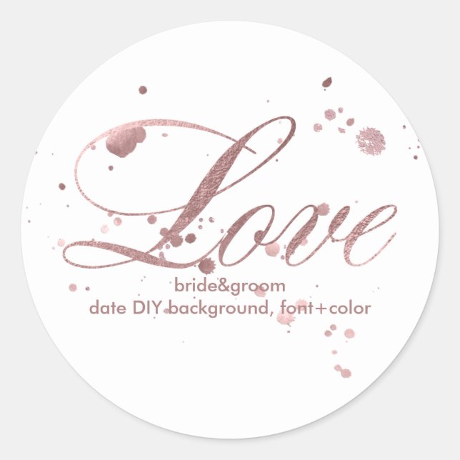 PixDezine Dazzled Imitate Rose Gold/Liebe Runder Aufkleber (Vorderseite)