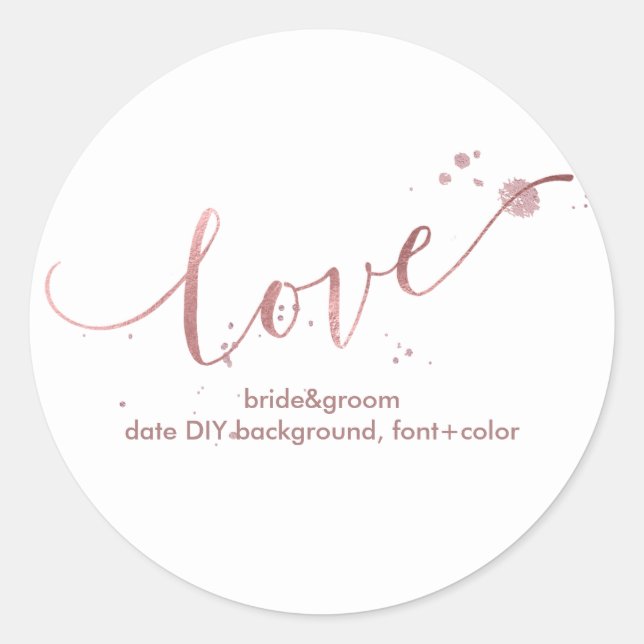 PixDezine Dazzled Imitate Rose Gold/Liebe Runder Aufkleber (Vorderseite)