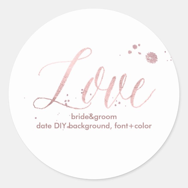 PixDezine Dazzled Imitate Rose Gold/Liebe Runder Aufkleber (Vorderseite)
