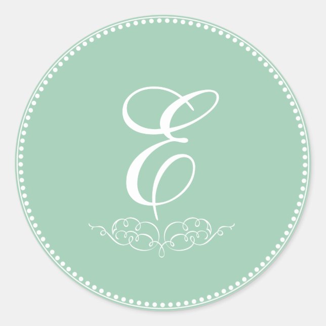 PixDezine DIY Monogramm+Farbe/Antique-Rollen Runder Aufkleber (Vorderseite)
