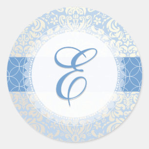 PixDezine-Fidora-Damast-/Degenfarben/platinblau Runder Aufkleber