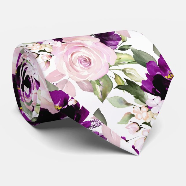 PixDezine H2 Blume Magenta Blush Rose Krawatte (Gerollt)