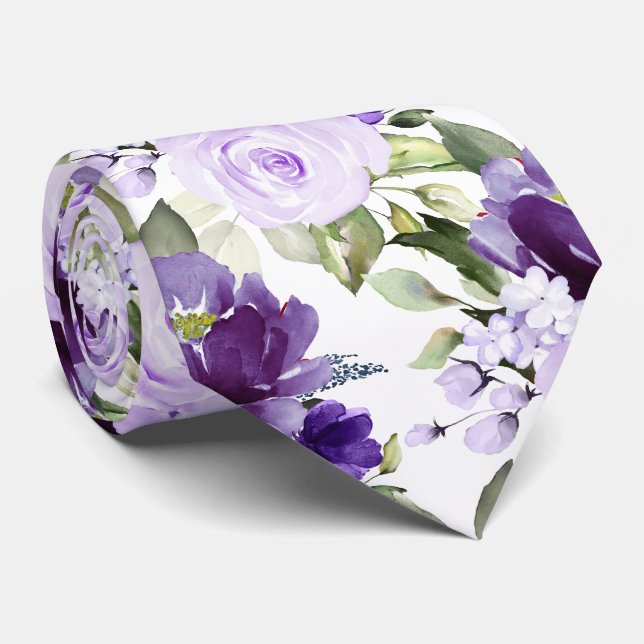 PixDezine H2 Blume Violet Lilac Lila Rose Krawatte (Gerollt)
