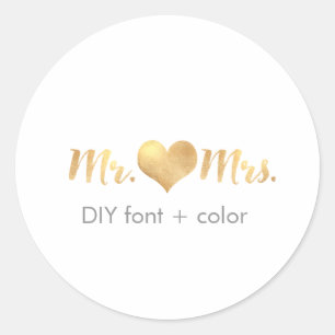 PixDezine Herz/mr&mrs/DIY Hintergrundfarbe Runder Aufkleber