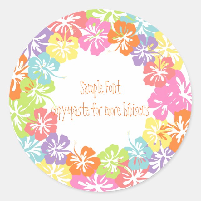 PixDezine Hibiskus lei/DIY Hintergrundfarbe Runder Aufkleber (Vorderseite)