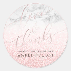PixDezine Iridescent Blush Pink Liebe + Danke Runder Aufkleber