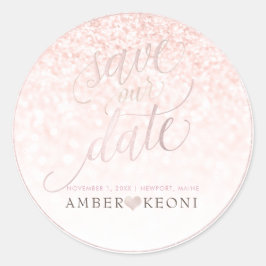 PixDezine Iridescent Blush Pink Rettete unser Datu Runder Aufkleber