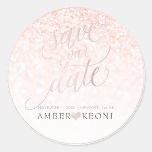 PixDezine Iridescent Blush Pink Rettete unser Datu Runder Aufkleber
