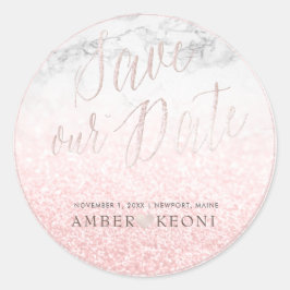 PixDezine Iridescent Blush Pink Rettete unser Datu Runder Aufkleber