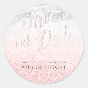 PixDezine Iridescent Blush Pink Rettete unser Datu Runder Aufkleber