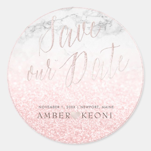 PixDezine Iridescent Blush Pink Rettete unser Datu Runder Aufkleber (Vorderseite)