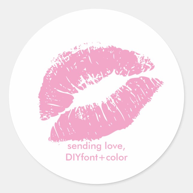 PixDezine kiss/pink lips Runder Aufkleber (Vorderseite)