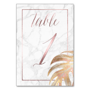 PixDezine Monstera Faux Gold/Tisch Nr. 1+/Marmor Tischnummer