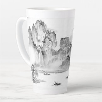 PixDezine Schwarze Chinoiserie Valley Life Landsch Milchtasse