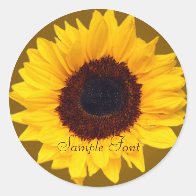 PixDezine Sonnenblume/DIY Hintergrundfarbe Runder Aufkleber (Vorderseite)