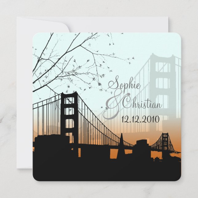 PixDezine Sonnenset am Golden Gate/DIY Hintergrund Einladung (Vorderseite)
