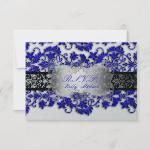 PixDezine uAwg tanza Damask/Königsblau RSVP Karte