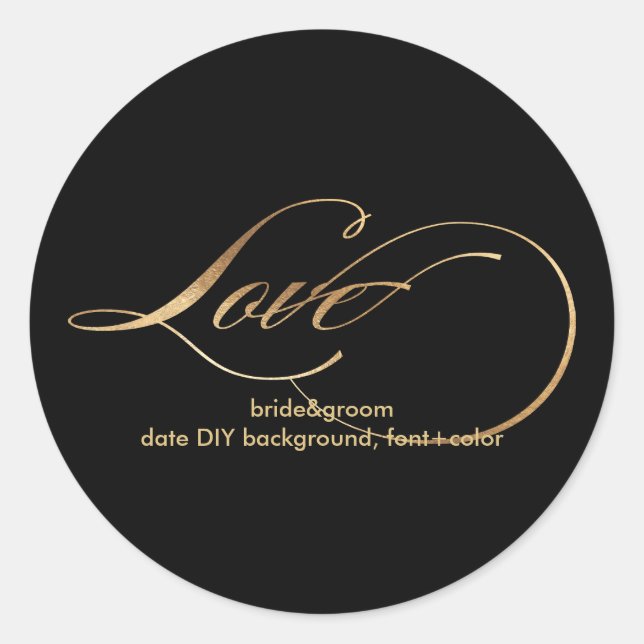 PixDezine verblüffte Imitate Gold/Liebe Runder Aufkleber (Vorderseite)