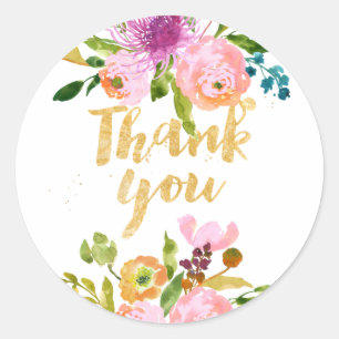 PixDezine Wasserfarbe Blumen/rosa Ranunculus Runder Aufkleber