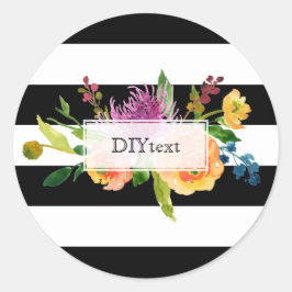 PixDezine Wasserfarbe Blütenfarben/Streifen Runder Aufkleber