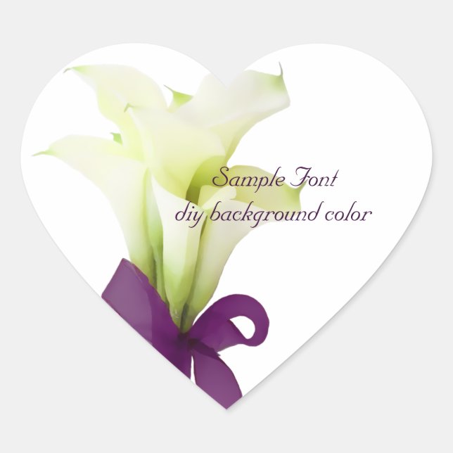 PixDezine weiße Calla-lilie/DIY-Hintergrundfarbe Herz-Aufkleber (Vorderseite)
