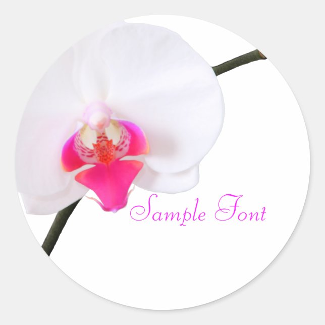 PixDezine, weiße Orchid/DIY-Hintergrundfarbe Runder Aufkleber (Vorderseite)