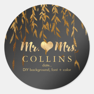 PixDezine Willow Blätter/Imitate Gold/DIY Hintergr Runder Aufkleber