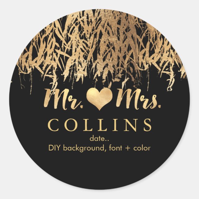 PixDezine Willow Blätter/Imitate Gold/DIY Hintergr Runder Aufkleber (Vorderseite)