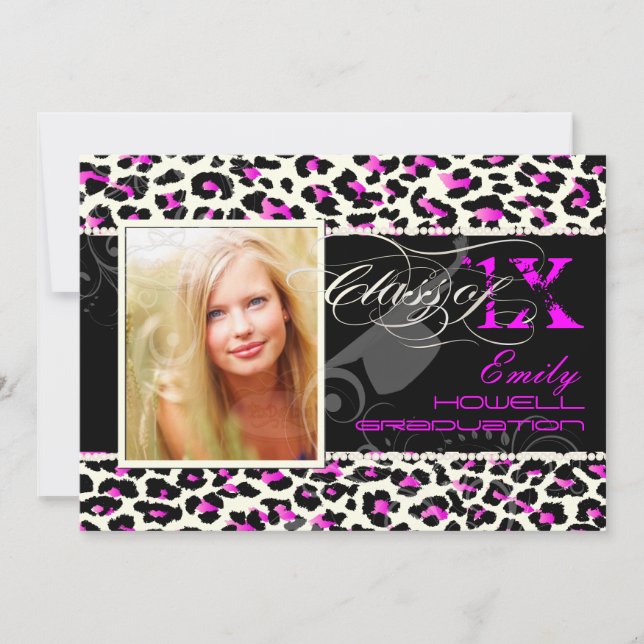 PixDezines 2012 Grads, Cheetah-Druck-/Farbtöne Einladung (Vorderseite)