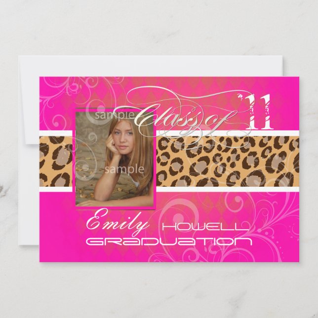 PixDezines 2012 Graduierung/Leopard/DJ Einladung (Vorderseite)