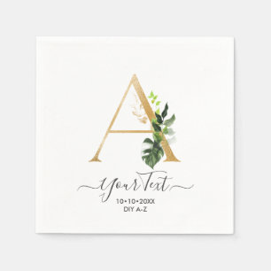 PixDezines A-Z Imitate Gold Monogram Tropical Foli Serviette