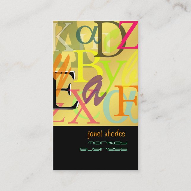 PixDezines ABC, griechische Alpha Visitenkarte (Vorderseite)