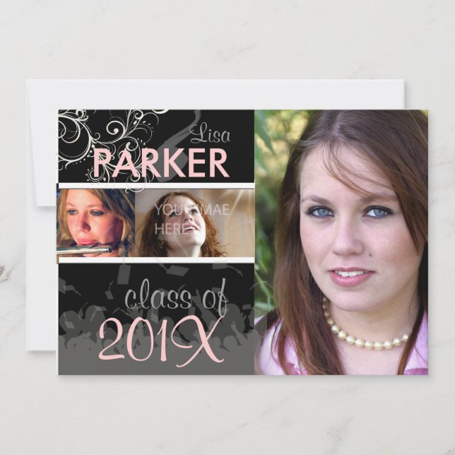 PixDezines-ABSCHLUSS-FOTOS/CAP+GOWN Einladung (Vorderseite)