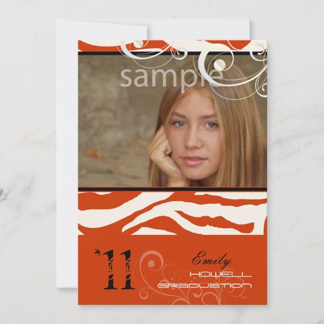 PixDezines Abschluss, Zebra Print Einladung (Vorderseite)