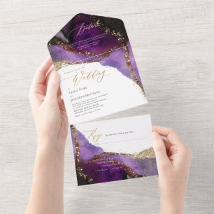 PixDezines Abstrakt Cosmic Violet Lila All In One Einladung