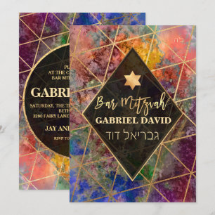 PixDezines Abstrakt Galaxy Bar Mitzvah Einladung