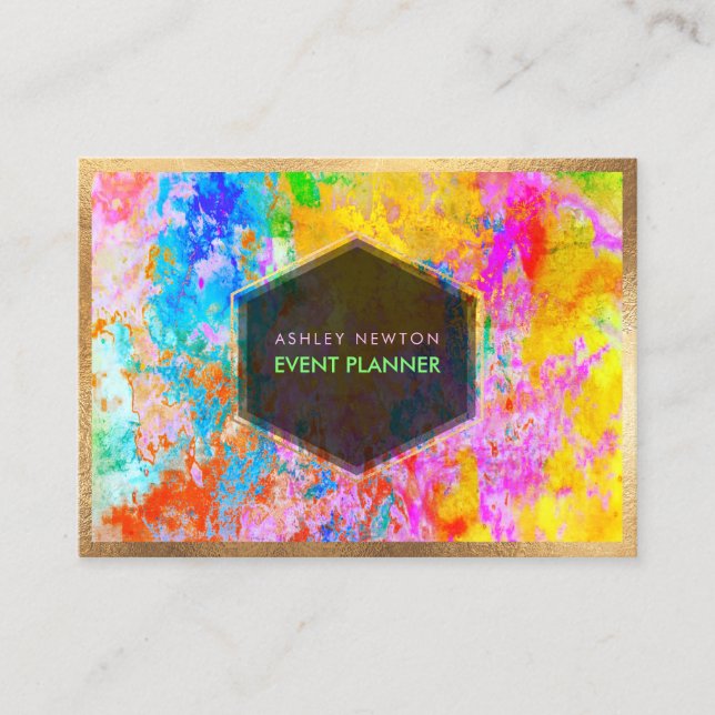 PixDezines Abstrakt Galaxy/Neonfarben Visitenkarte (Vorderseite)