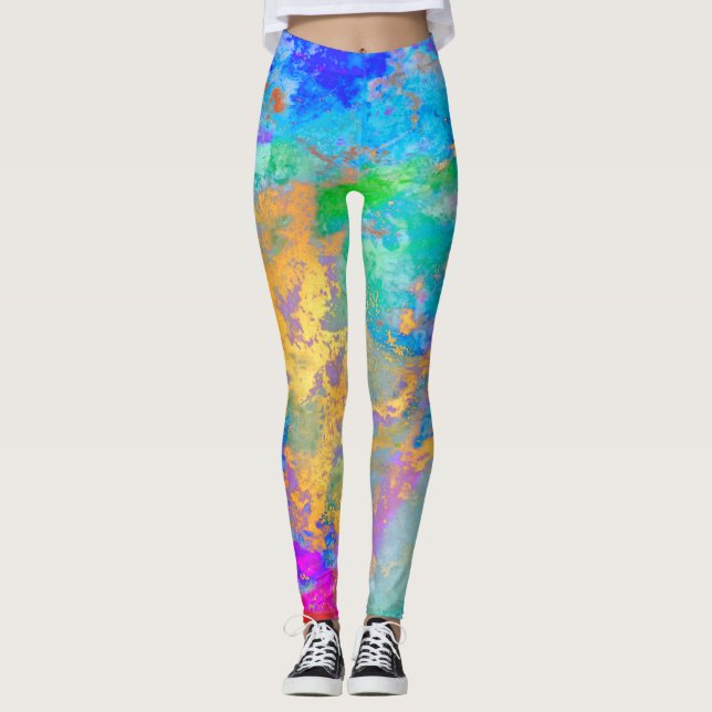 PixDezines Abstrakte Galaxie / Kosmische Energie Leggings (Vorderseite)