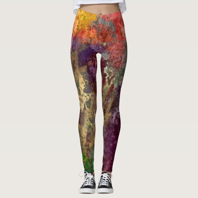 PixDezines Abstrakte Galaxie / Kosmische Energie Leggings (Vorderseite)