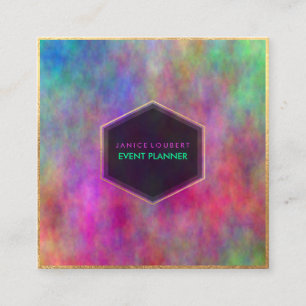 PixDezines Abstrakte Wasserfarbe/Neon Quadratische Visitenkarte