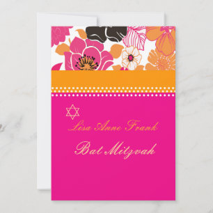 PixDezines Alegre retro floral, Bat Mitzvah Einladung
