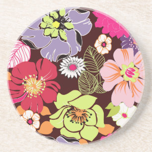 PixDezines Alegre Retro Floral, kundenspezifischer Untersetzer