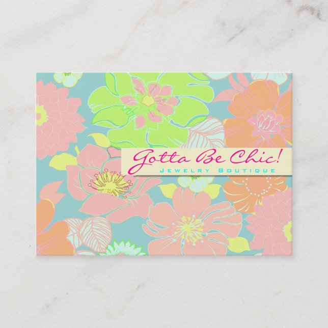 PixDezines Alegre Retro Floral, Pastel/DIY Farbe!! Visitenkarte (Vorderseite)