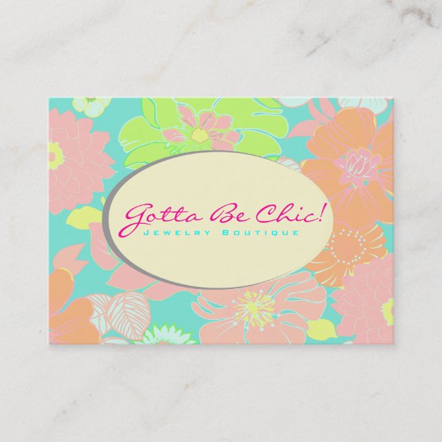 PixDezines Alegre Retro Floral, Pastel/DIY Farbe!! Visitenkarte (Vorderseite)