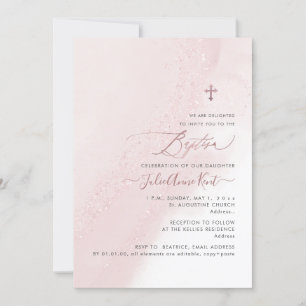 PixDezines Alkohol Blush Rosa Roségold Taufe Einladung