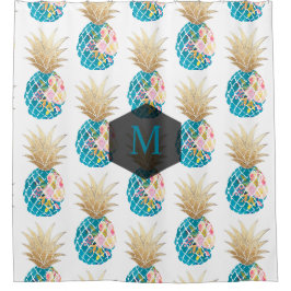 PixDezines Aloha Ananas/Aqua/DIY Hintergrund Duschvorhang