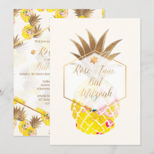 PixDezines Aloha Ananas/Aquarell/Bat Mitzvah Einladung