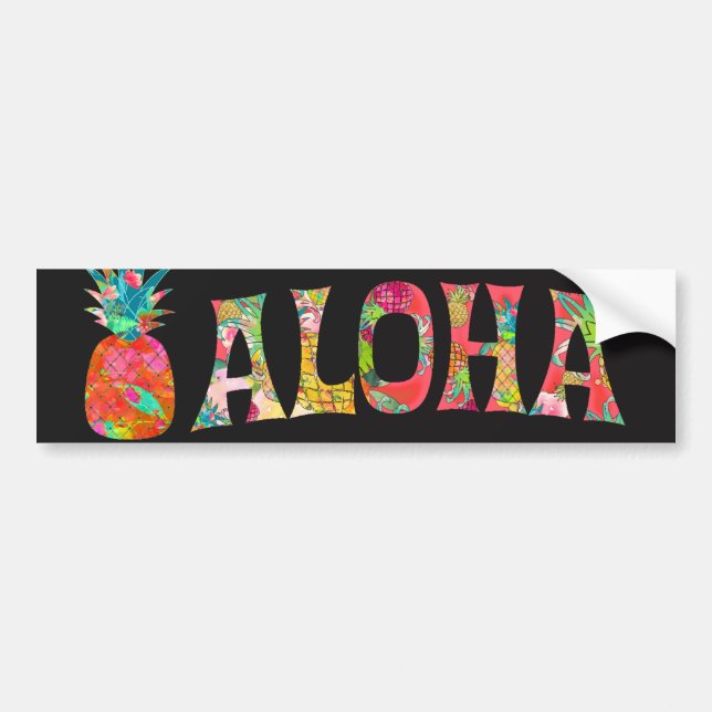 PixDezines Aloha Ananas Autoaufkleber (Vorne)
